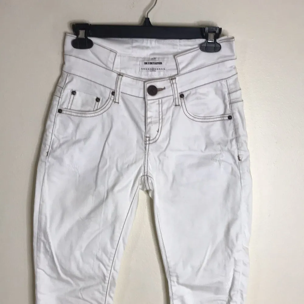 One teaspoon Hoodlums mid waist stretched fitted bow leg white jeans size 27 - Image 2