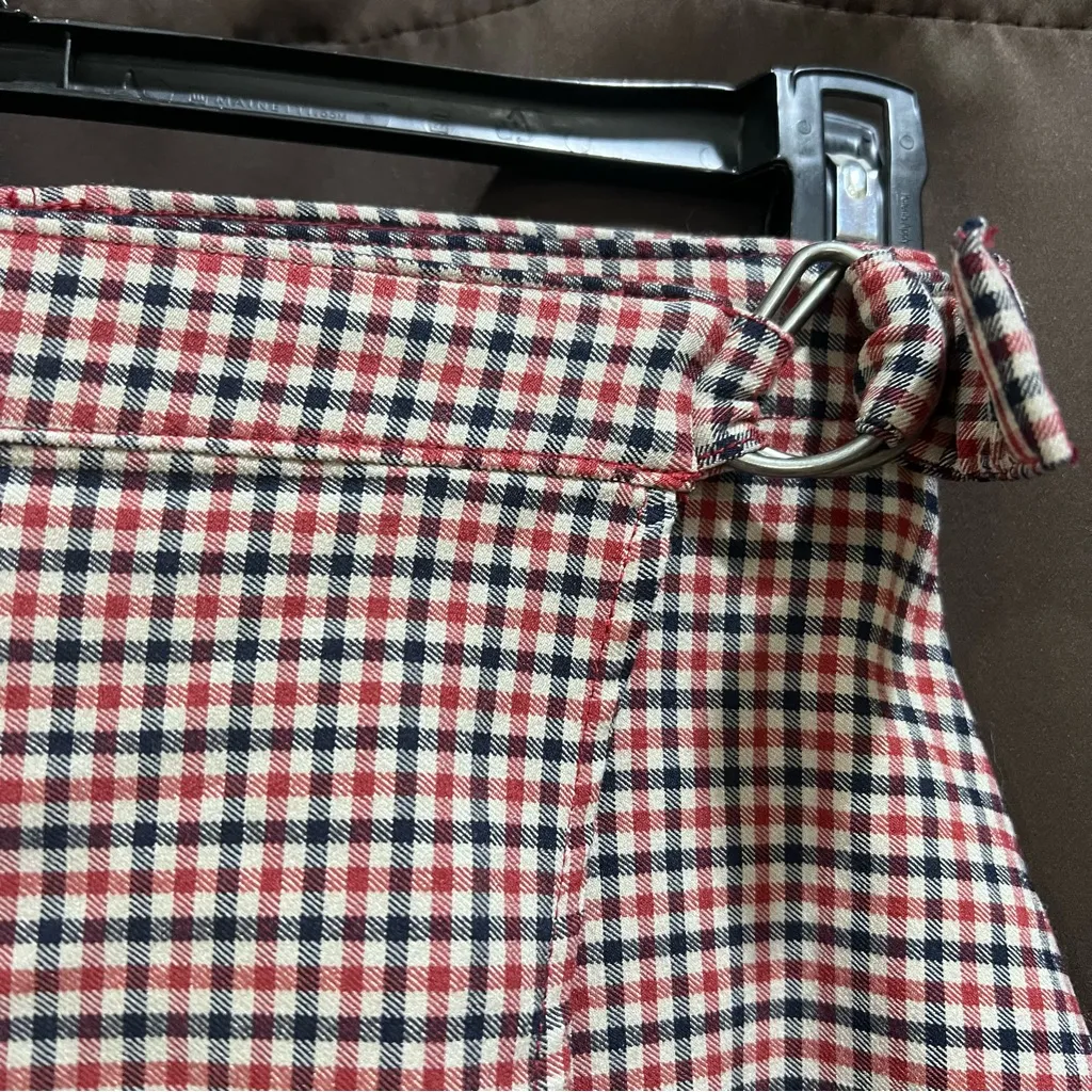 Hollister Plaid Faux Wrap Ultra High-Rise Mini Skirt S, Red/Navy Plaid - Image 2