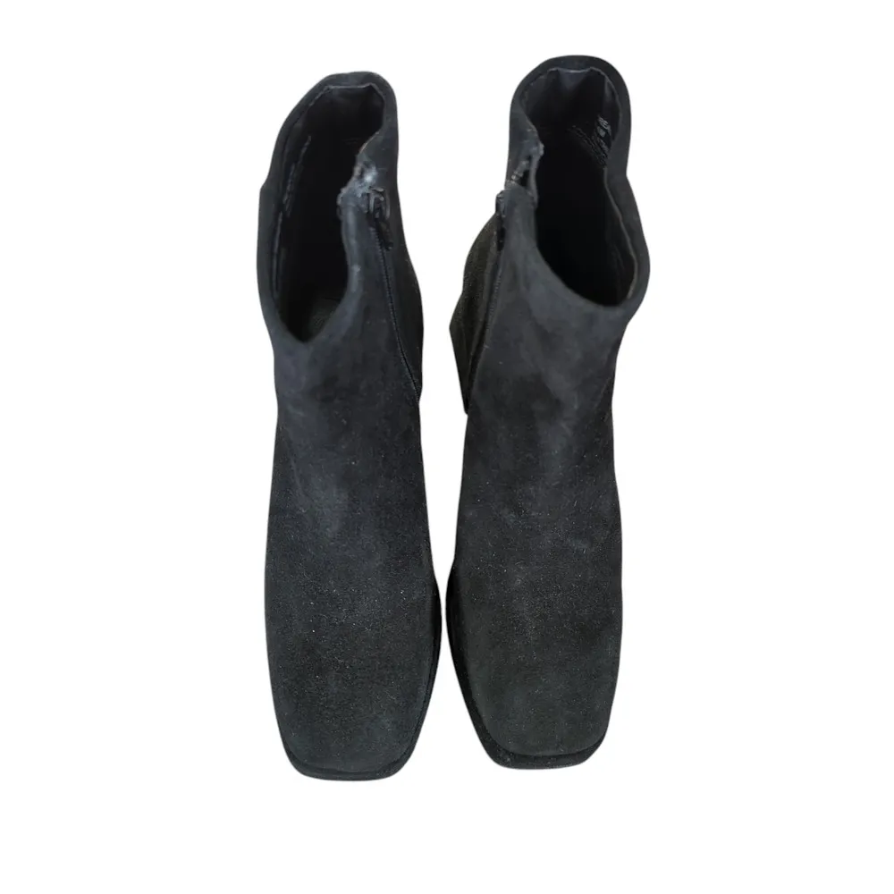 Steve Madden Treasure Suede Leather Square Toe Ankle Boot Square Chunky 6.5 Heel - Image 4