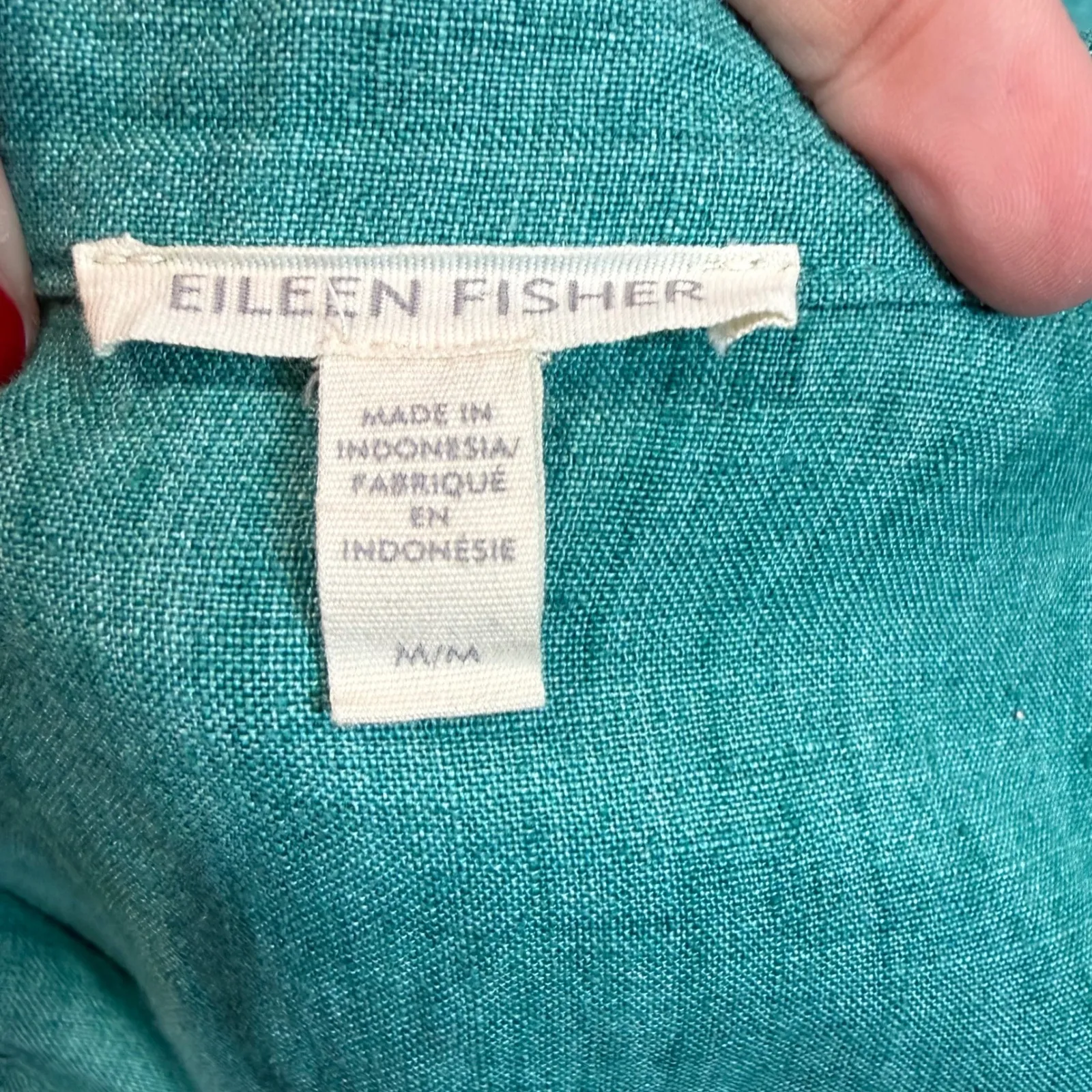 Eileen Fisher Organic Linen Band Collar Cap Sleeve Dress Size Medium - Image 6