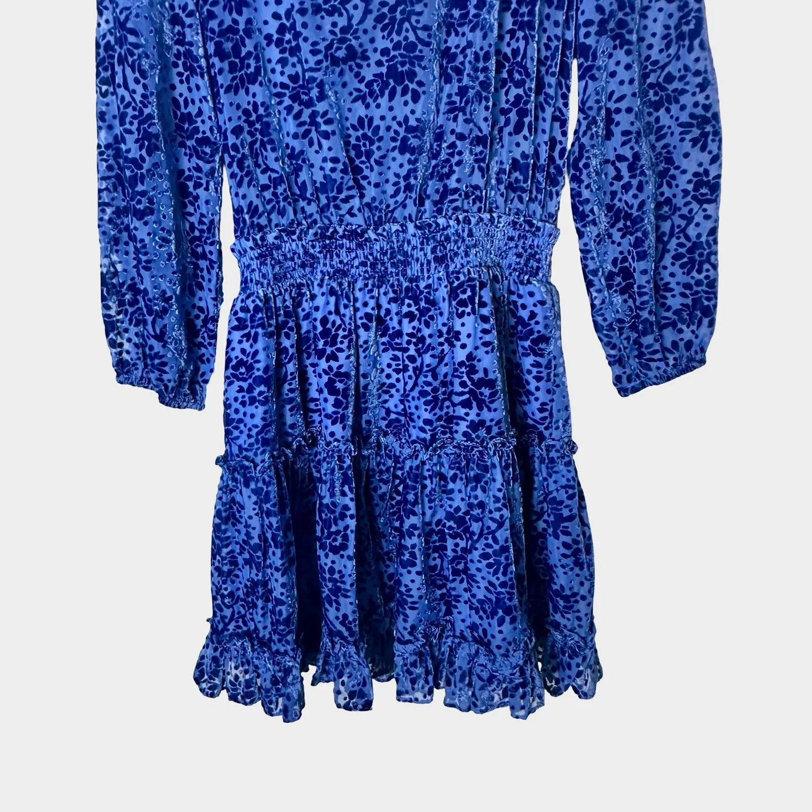 Shoshanna Sasha Dress Lapis Blue Burnout Velvet Mini Size 2 - Image 8