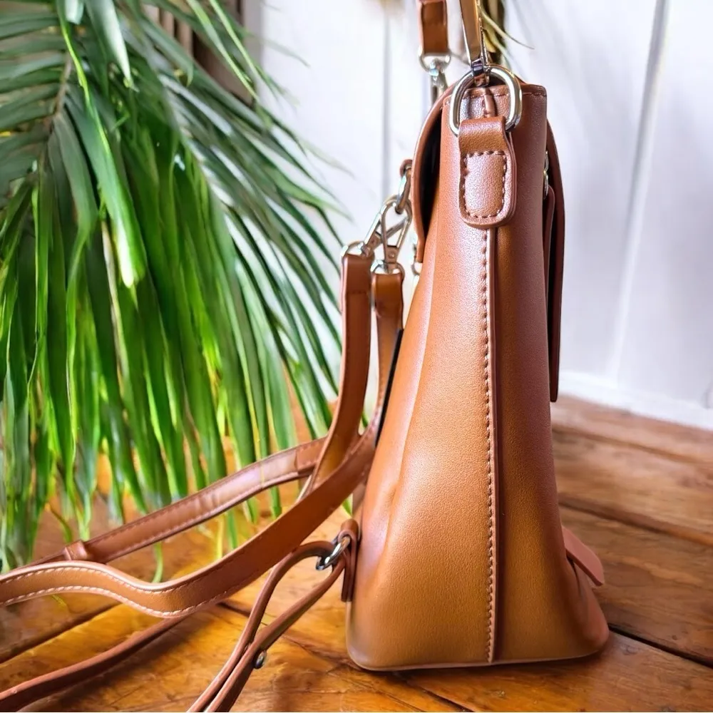 NWT Lulus Convertible Mini Backpack Purse – Tan Brown Faux Leather - Image 7