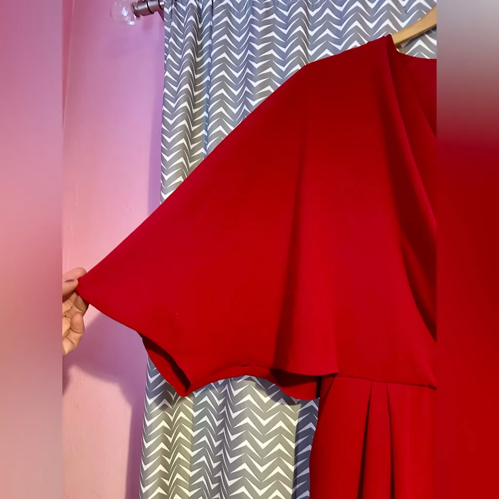 Halston Heritage Women's Kimono Sleeve Faux Wrap Dress, Currant, Sz 4 - Image 4