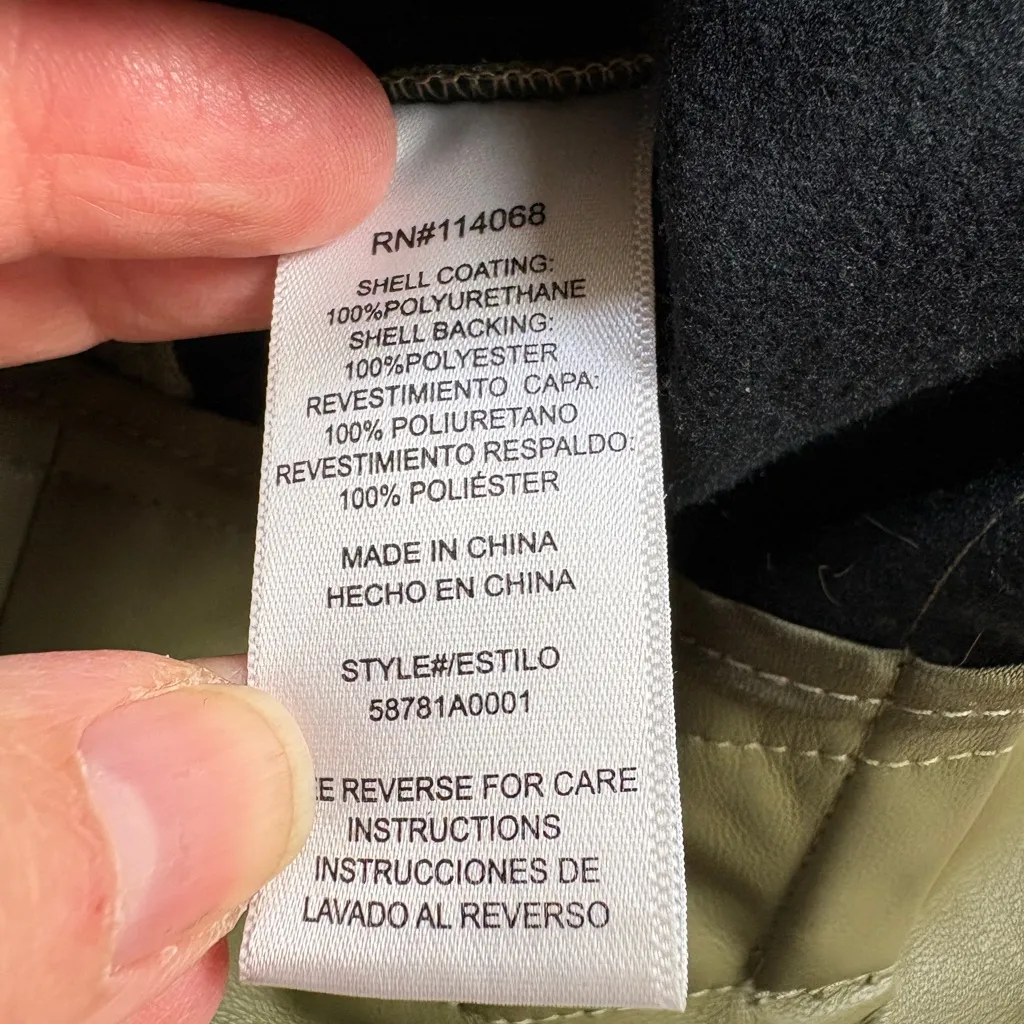 LOVE, WHIT by Whitney Port Olive Green Faux Leather Paper Bag Crop Pants Size M - Image 7