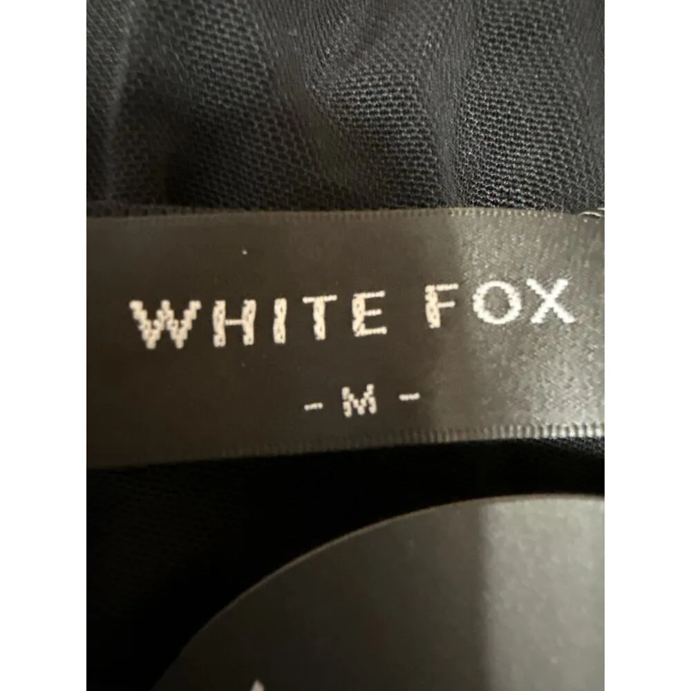 NEW White Fox Black Long Sleeve Cutouts Cold Shoulder Blouse Crop Top Size M - Image 3