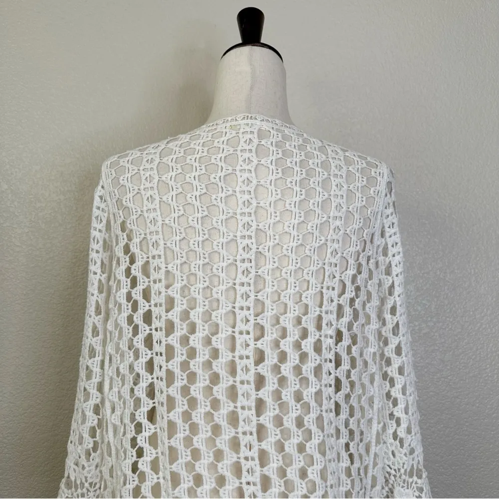 Do Everything In Love White Crochet Knit Open Front Cover up Cardigan, One Size - Image 8