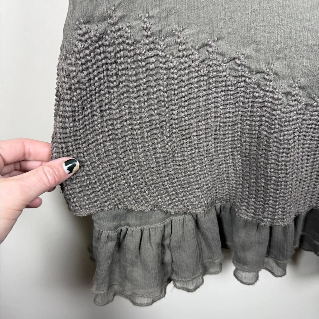 Free People Y2K Vintage Taupe Whimsygoth Fairy Embroidered Tunic Sz S Crochet - Image 3