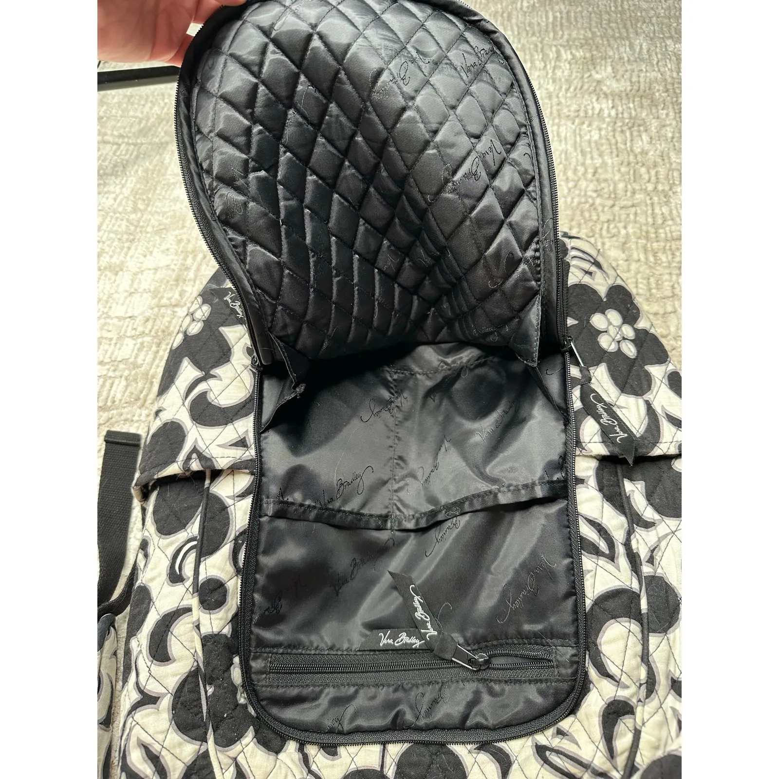 Vera Bradley  Black and White Floral Backpack - Image 7