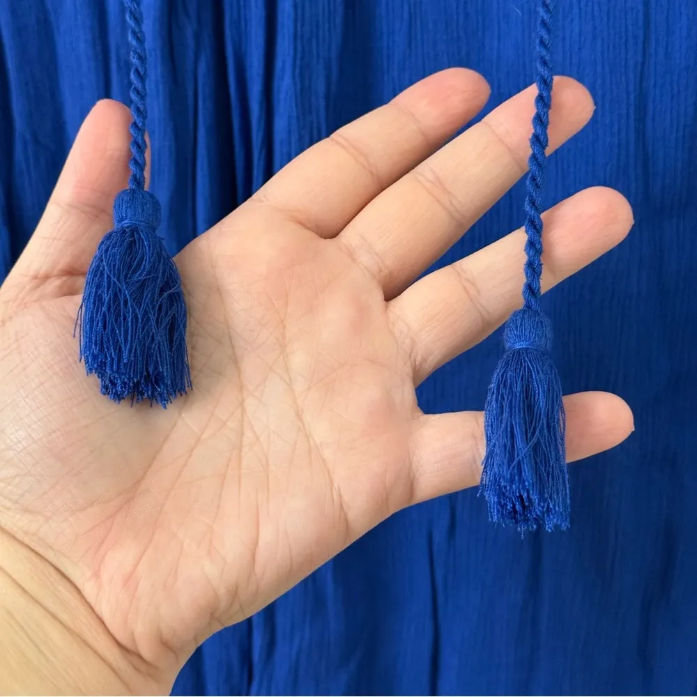 {1X} Torrid Crinkle Gauze Lace Up Royal Blue Women's Long Sleeve Top - Image 6