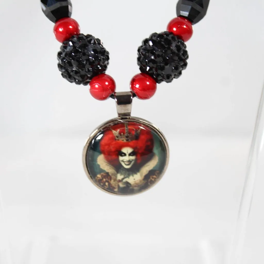 Gothic Bold Queen "Reign in Red" Leopard Beaded Necklace Statement Necklace - Image 3