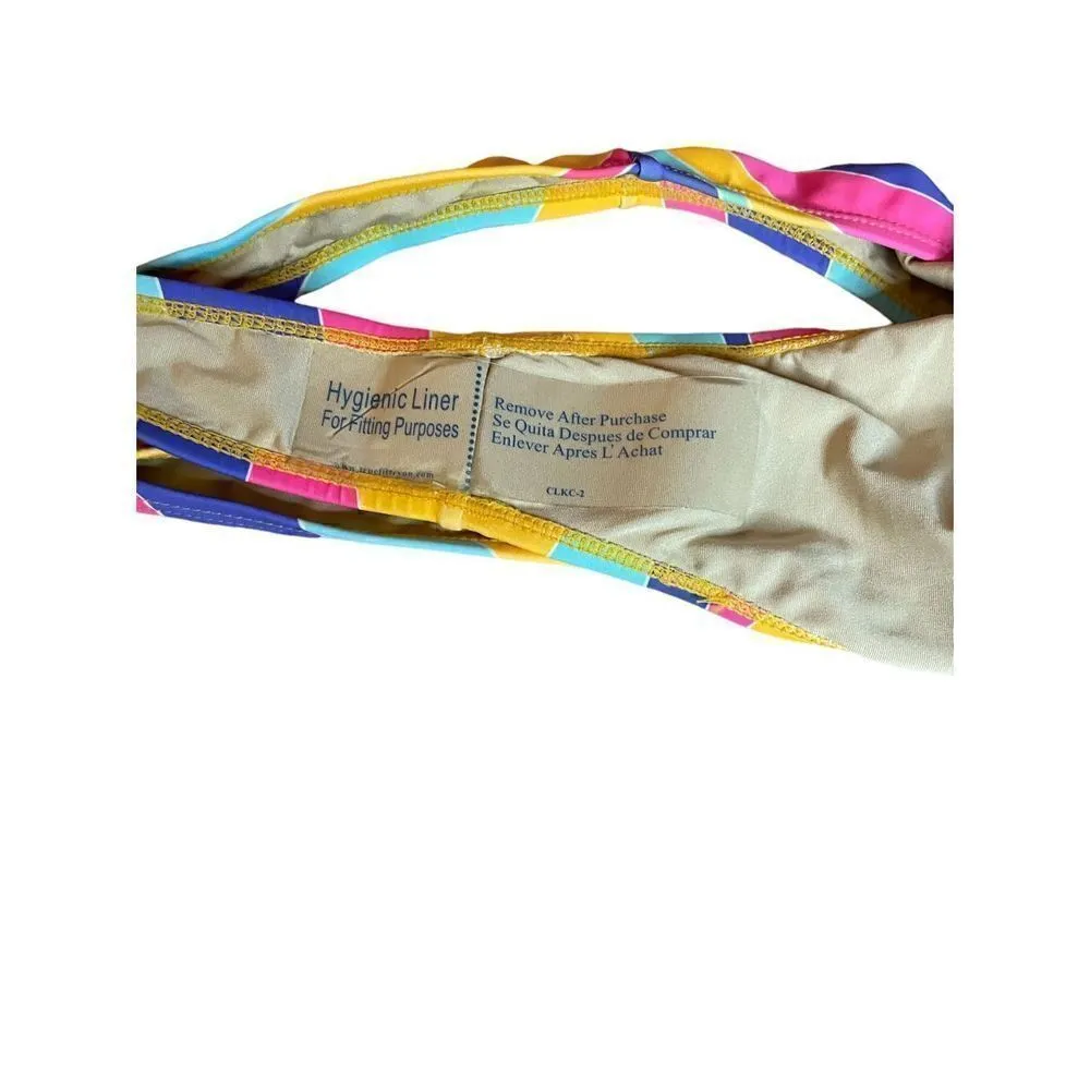 NWT Foreplay 2piece Bikini Set Multi Color Size L Vacation Pool Beach underwire Pink Size L - Image 6