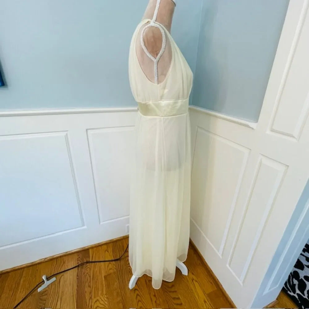Gossard 60's Floaty Double Layer Sheer Nylon Chiffon Maxi VTG Nightgown Small Yellow - Image 2