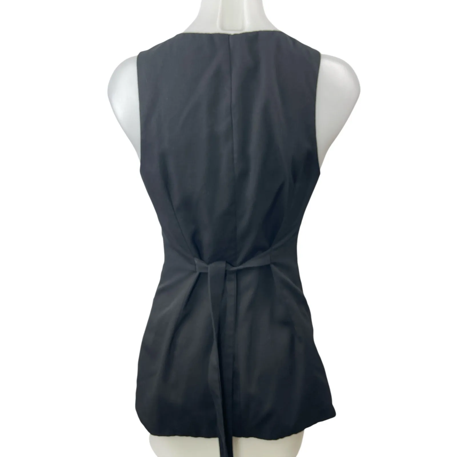 Princess Polly Women's Black Sleeveless Button Down Tunic Tank Vest Blouse Top 4 - Image 2