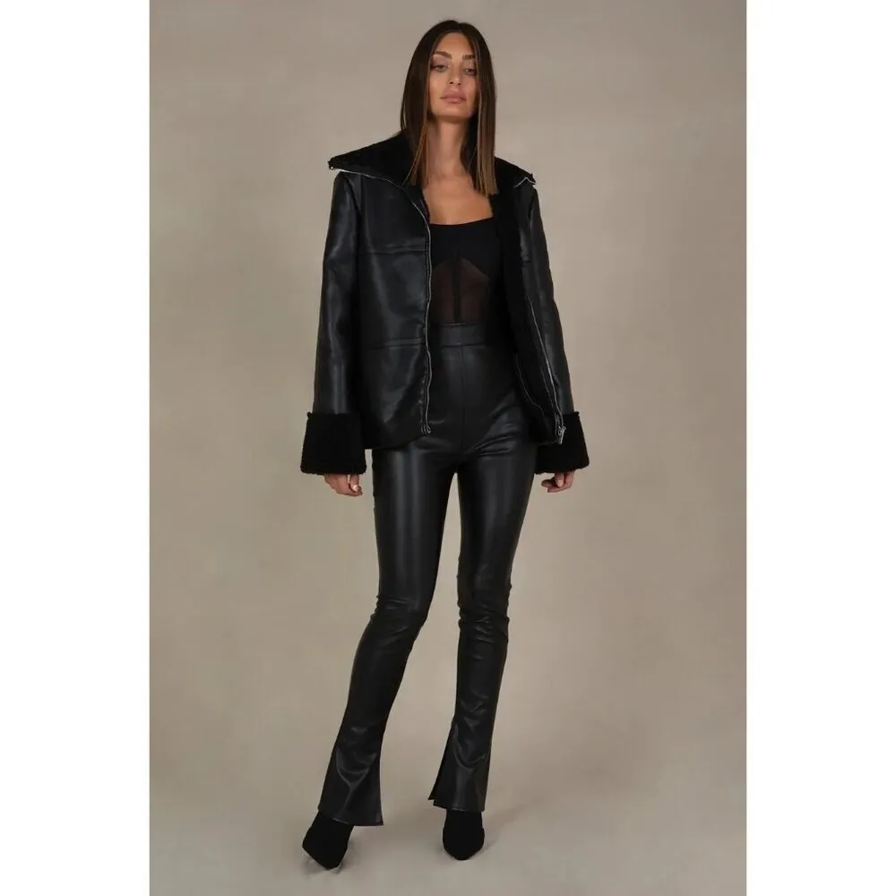 MISHA Aubrey Faux Leather Pants in Black 2 New Womens Vegan Trousers - Image 12