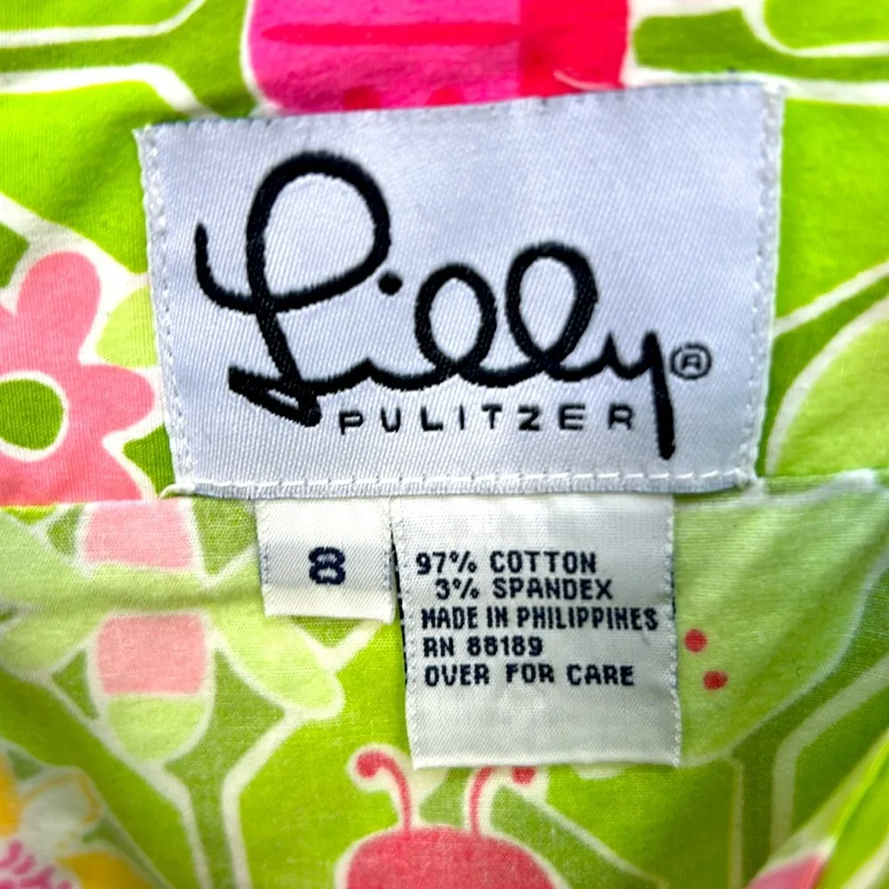 VTG Lilly Pulitzer Womens Green Floral Labybug Print Skort Skirt 8 - Image 4