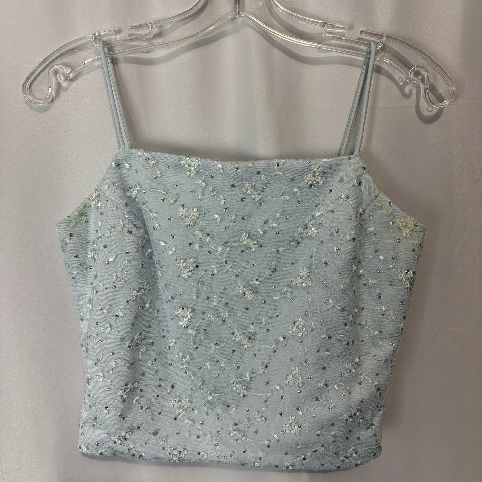 Vintage CW Designs Y2K Baby Blue 3 Pc Suit Jacket Blazer Top Skirt Sparkle Tulle Size undefined - Image 12