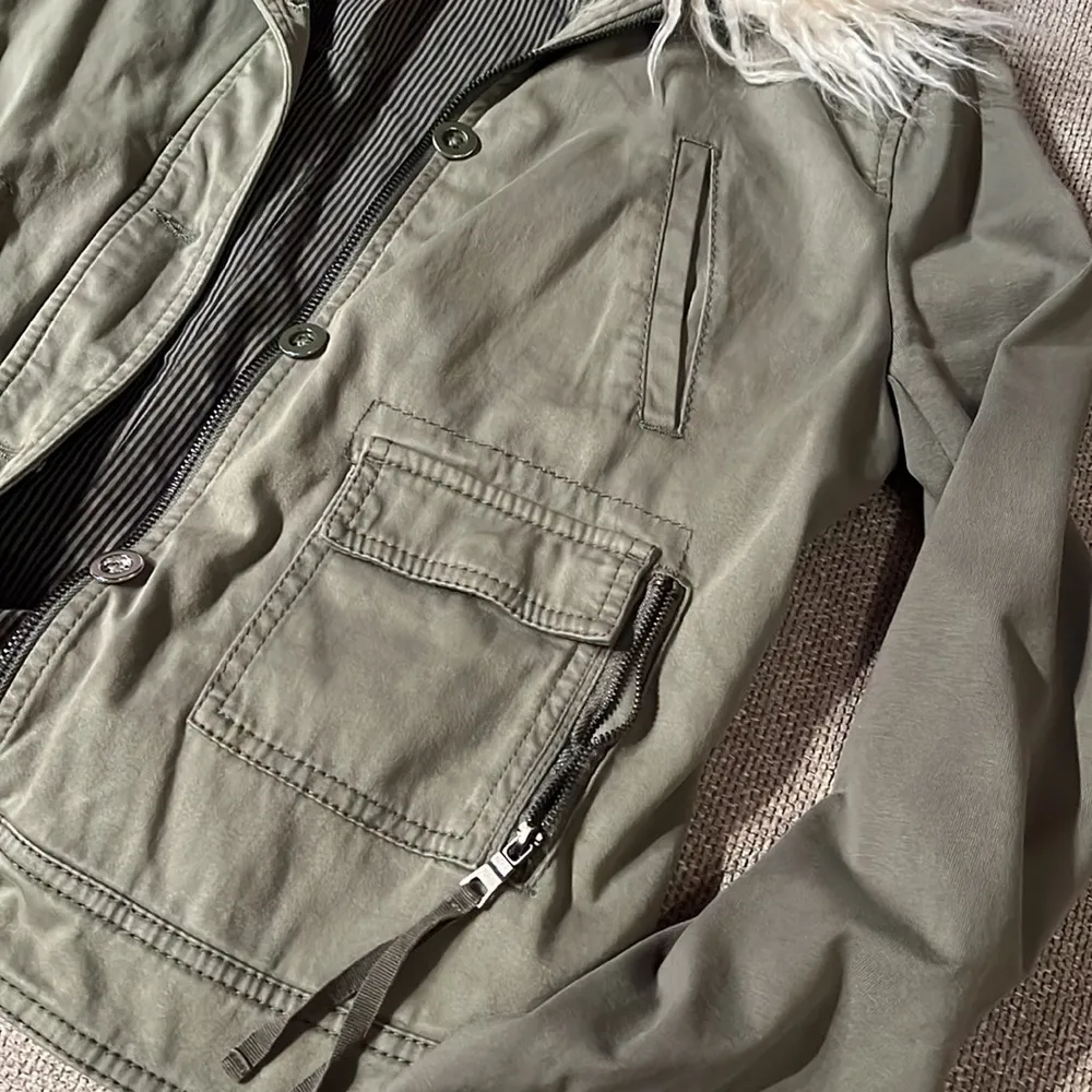 Faux fur collard utility jacket - Image 3