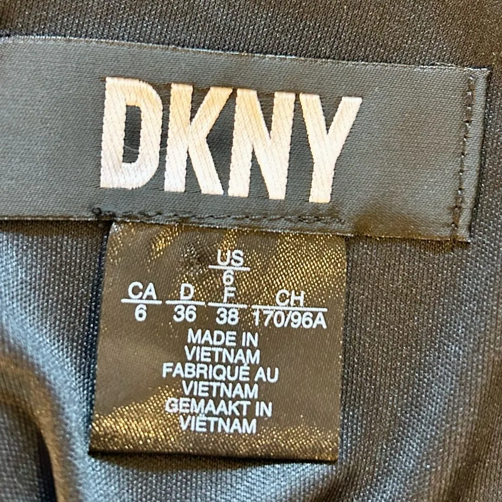 DKNY Balloon Sleeve Faux Wrap Metallic Gold Polkadot Belted Midi Dress Sz 6 - Image 12