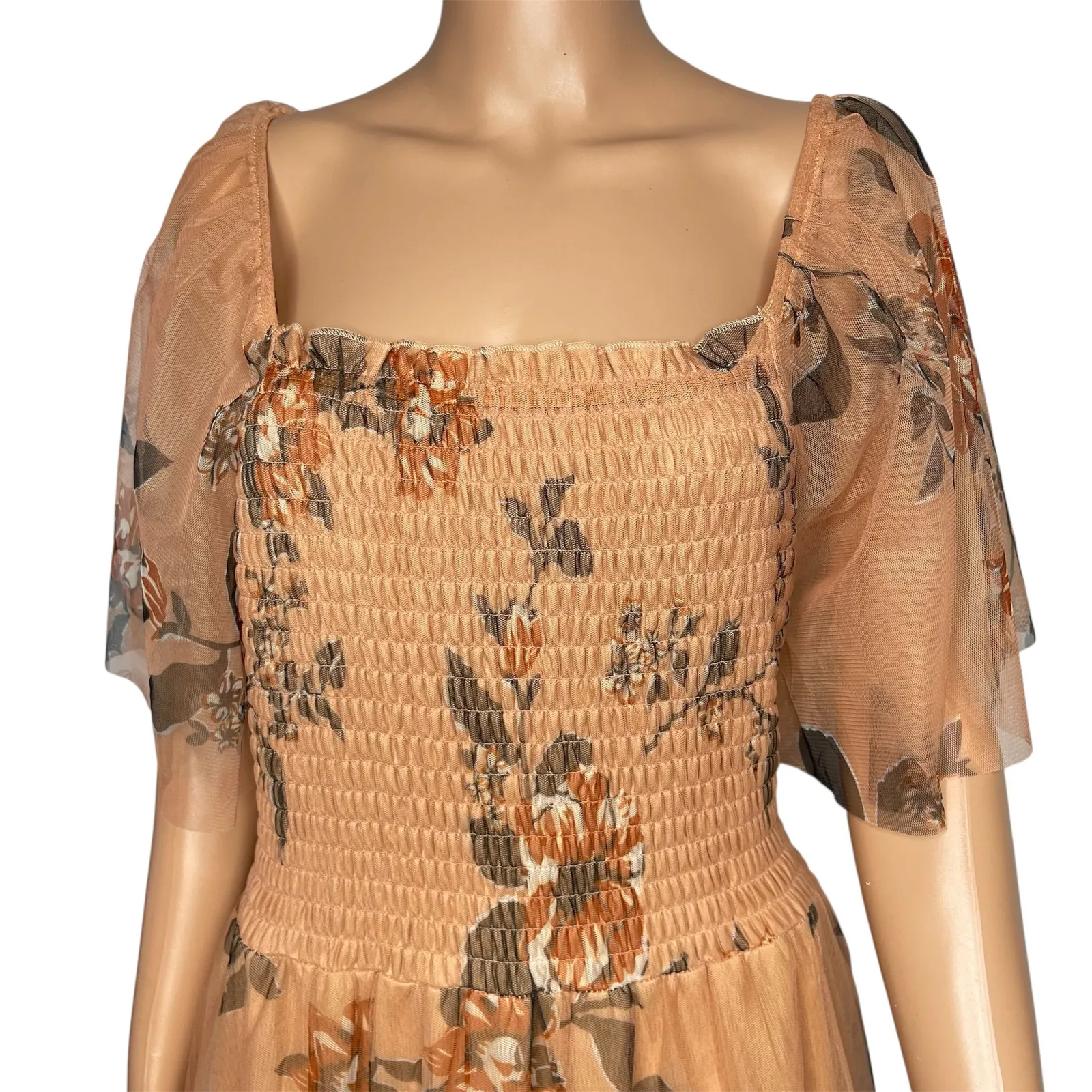 Baltic Born Tivolli Tulle Maxi Dress size 2X copper floral sheer wedding guest - Image 5