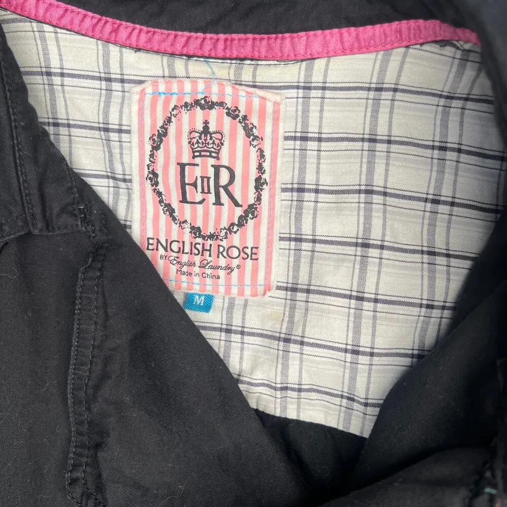 English Rose Long Black Trench Coat - Image 9