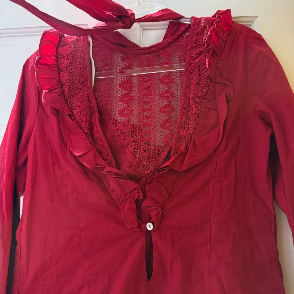 Free People Red Babydoll Dress - Image 6