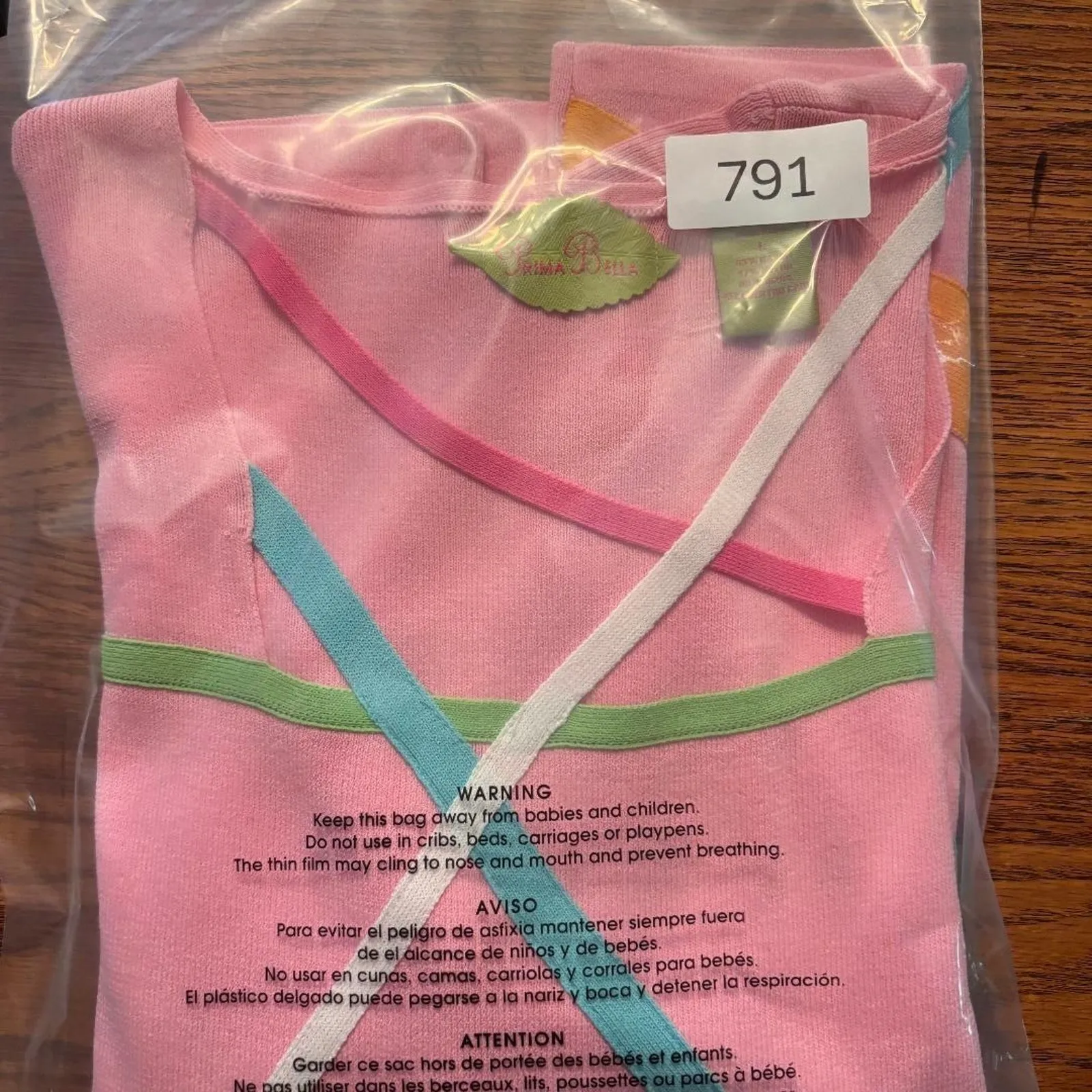 Prima Bella Sweater Pink Women's Size L Square neck 3/4 sleeve Preppy Size L - Image 7