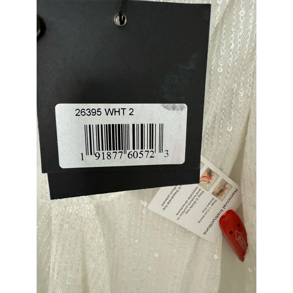 Size 2 $398 NWT Sequin Wrap High Low Long Sleeve Wrap Gown - Image 7