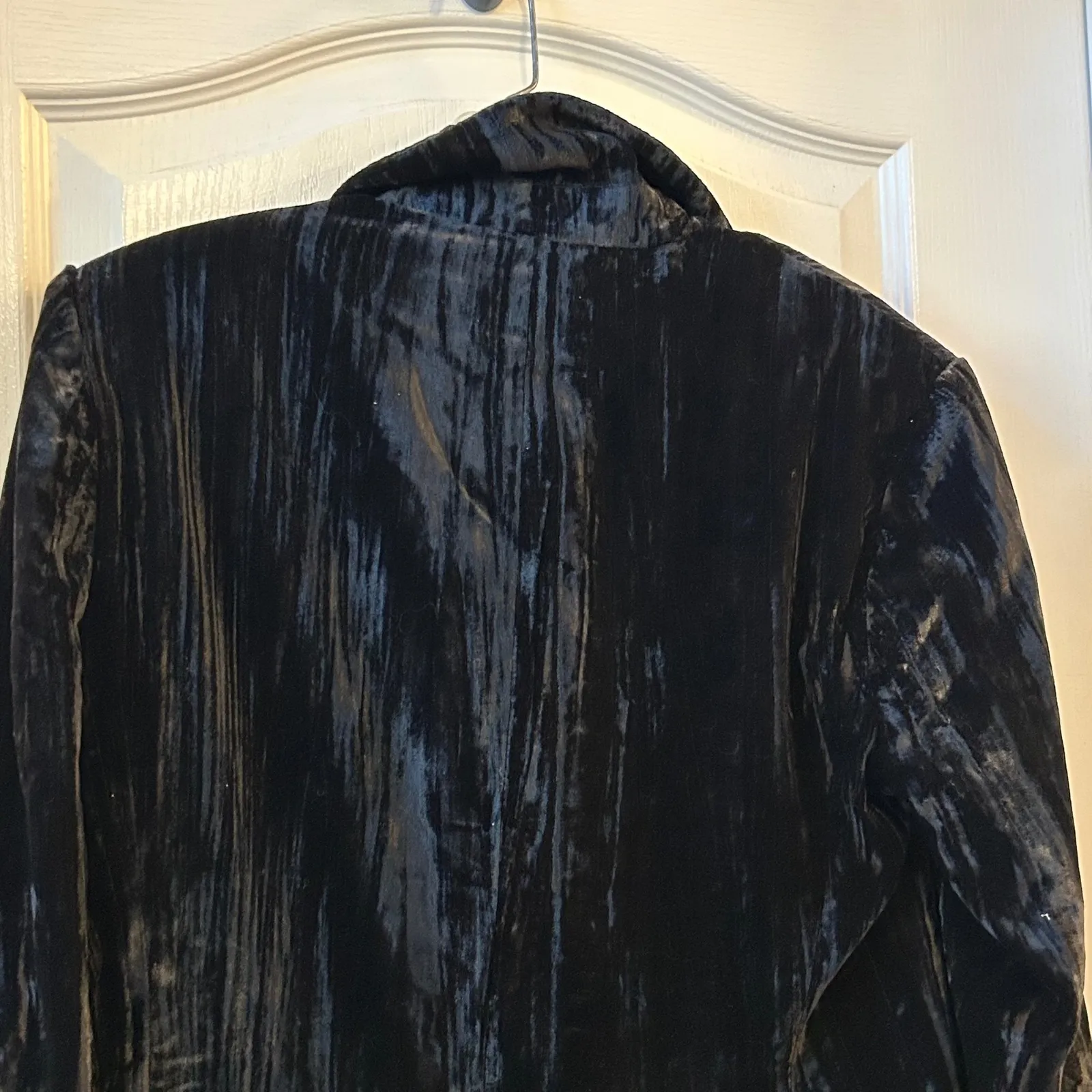 Steve Madden Black Velvet Blazer Jacket Size Small Single Button Crushed Texture - Image 6
