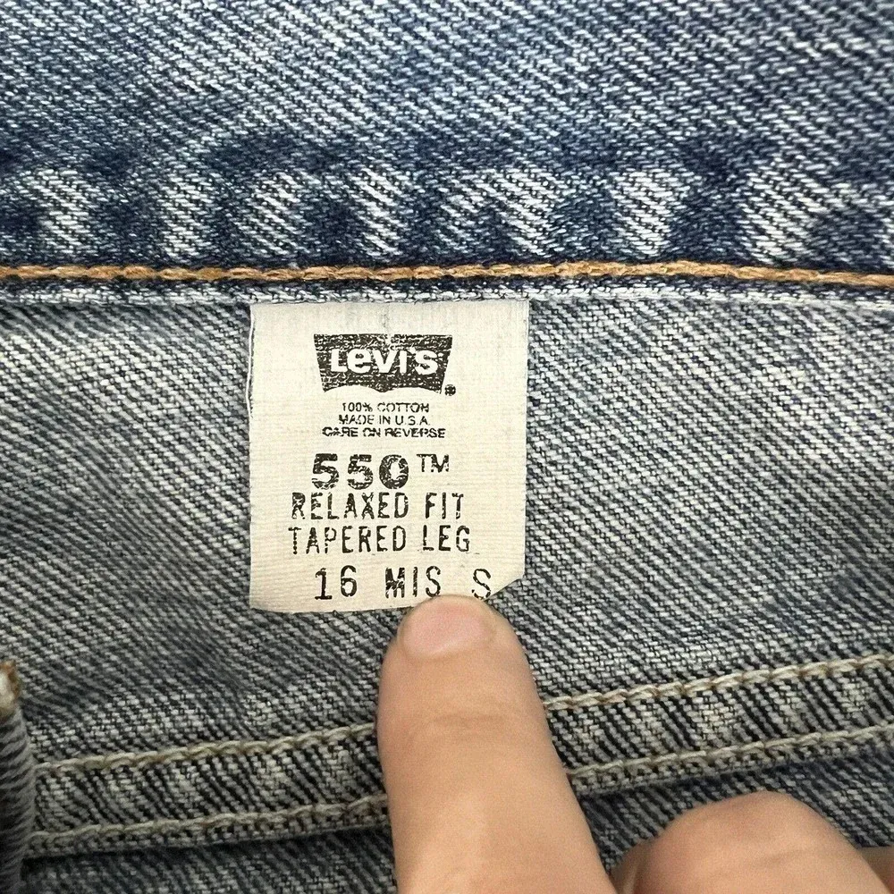 Vintage Levi's 550 Jeans Relaxed‎ Fit Tapered Leg Denim 00s Ankle Zip Size 32/12 - Image 7