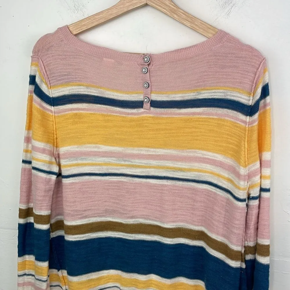 Moth Anthropologie Pink Striped Sweater pullover Lightweight size Medium Pink - Image 7