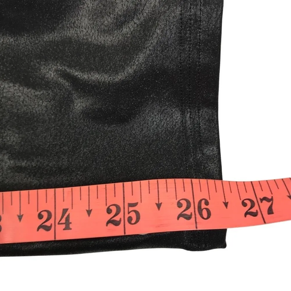 SPANX Faux Leather Leggings XL Black Wide Waist Tummy Shaping Sporty Feminine - Image 11