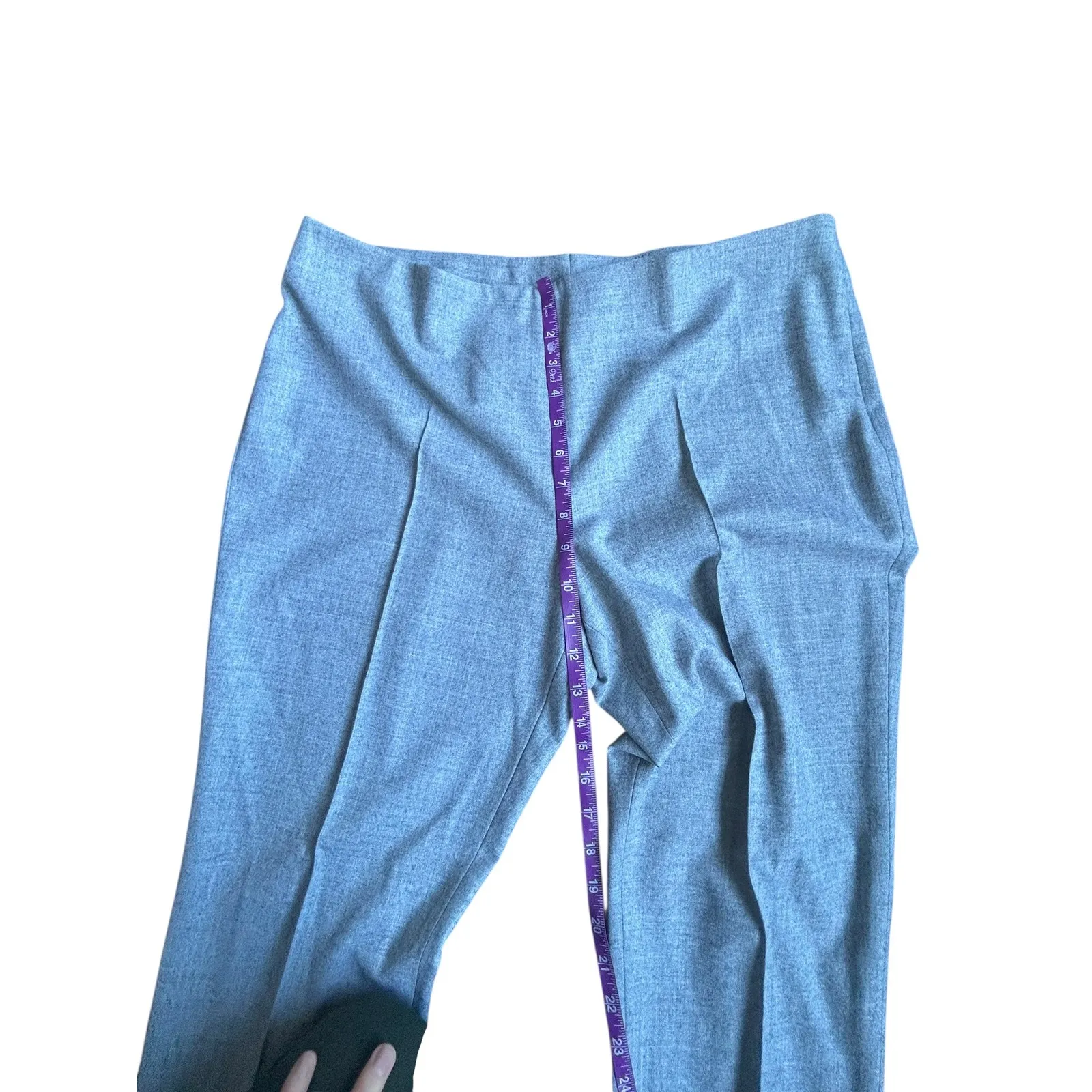 AKRIS Maxima Cropped Tapered Wool
Stretch Flannel Pants Light Denim Gray 14 - Image 7