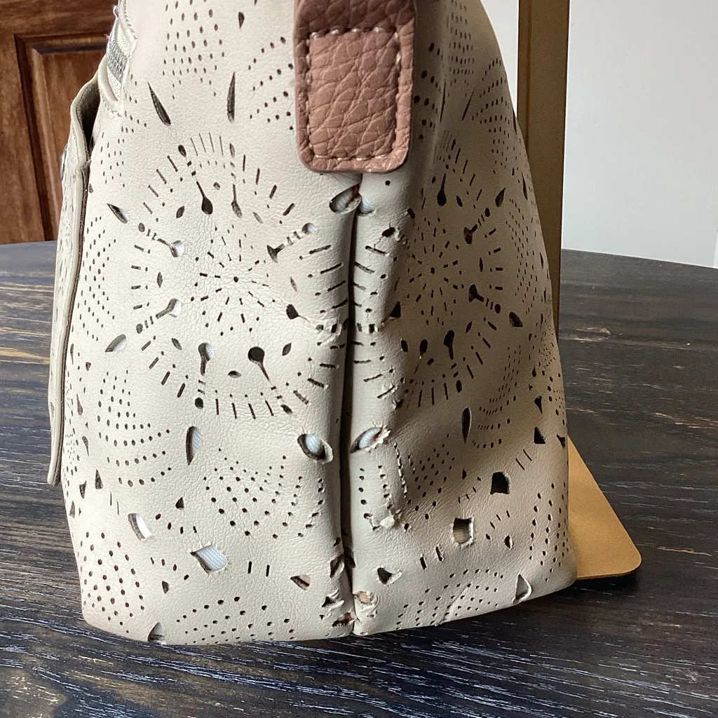 Desigual Cream and Tan Laser-Cut Tote - Image 4