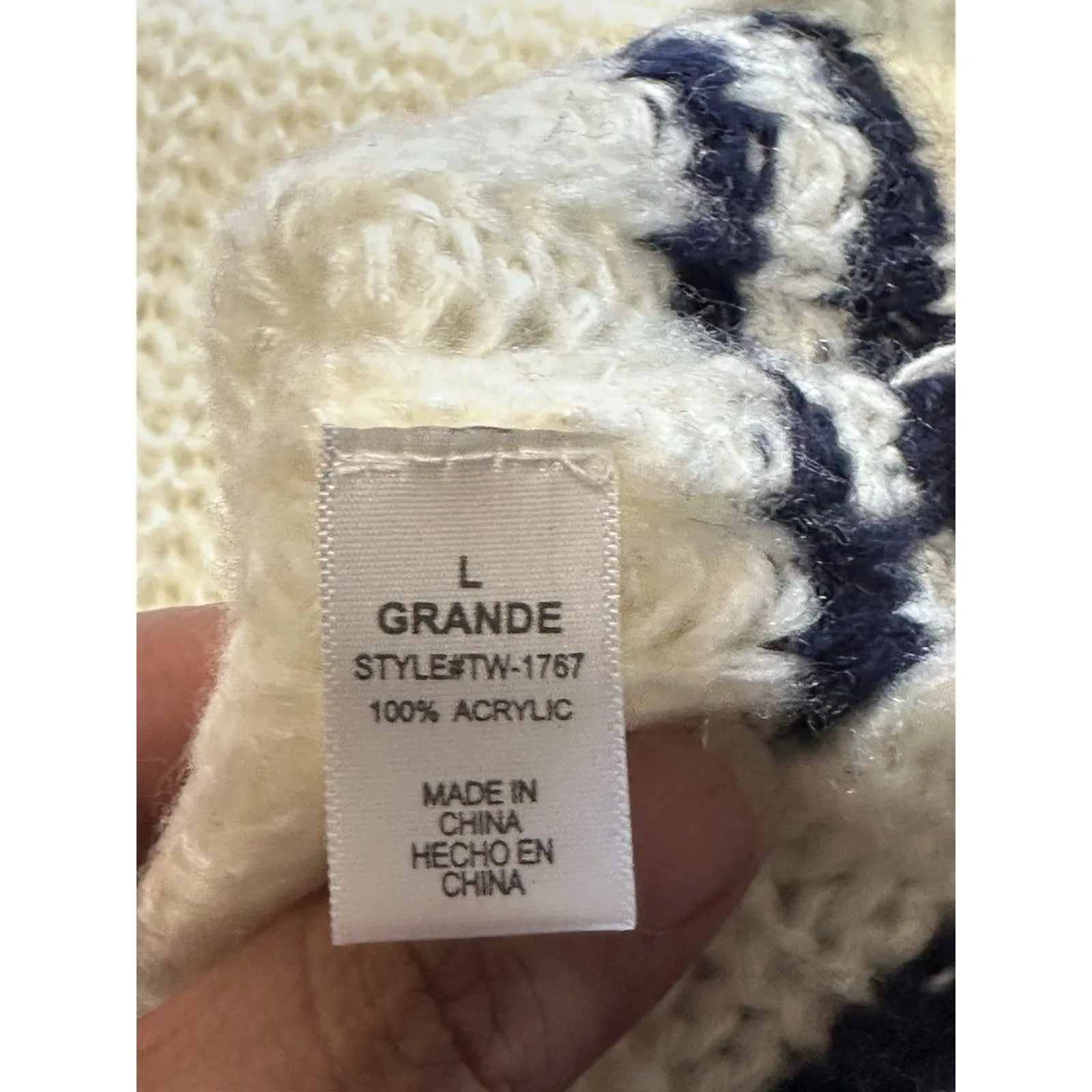 Zenana Outfitters Women Medium Ivory Knit Long Sleeve Scoop Neck Sweater Size L - Image 7