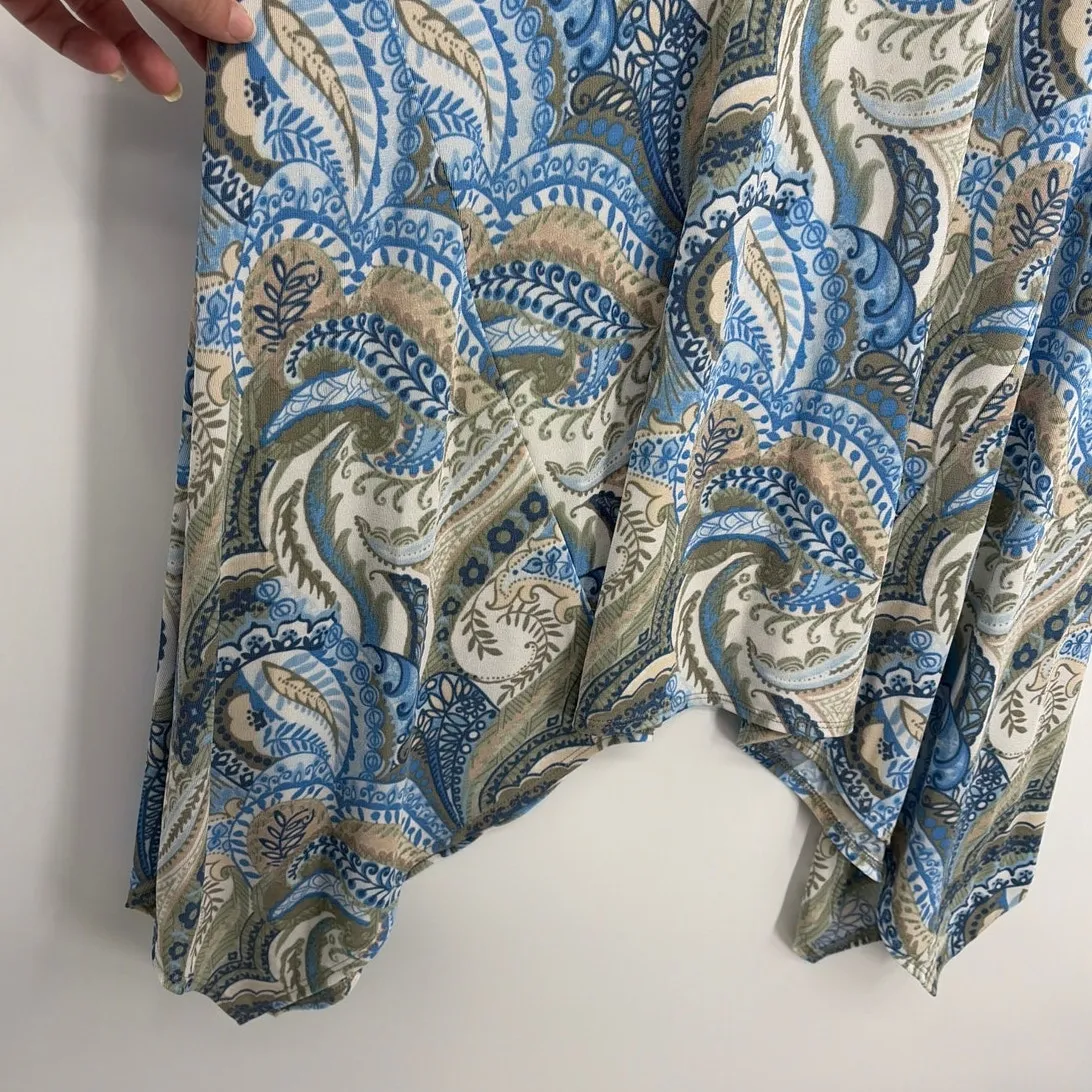 Chicos Travelers Paisley Midi Dress Sz 12/14P Hanky Hem Boho Artsy Coastal 2P - Image 4