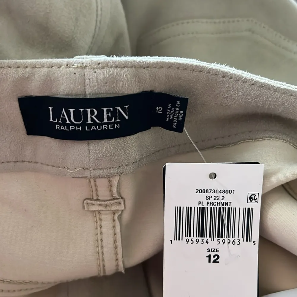 Lauren Ralph Lauren Goat Suede Straight Leg Pants, Size 12 New w/Tag Retail $695 - Image 9