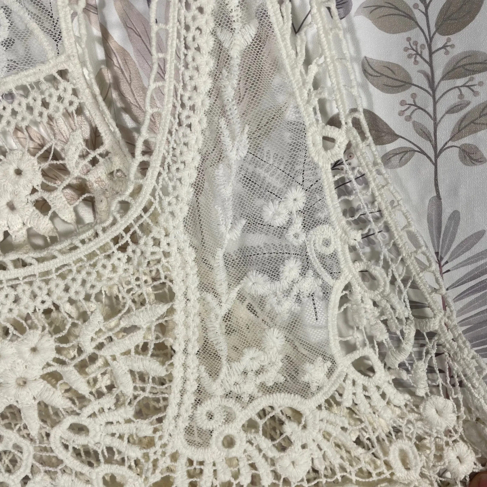 Vintage Miss Kelly 1999 White Crochet‎ Lace Tank Top Boho Festival Sheer Women L Size M - Image 4