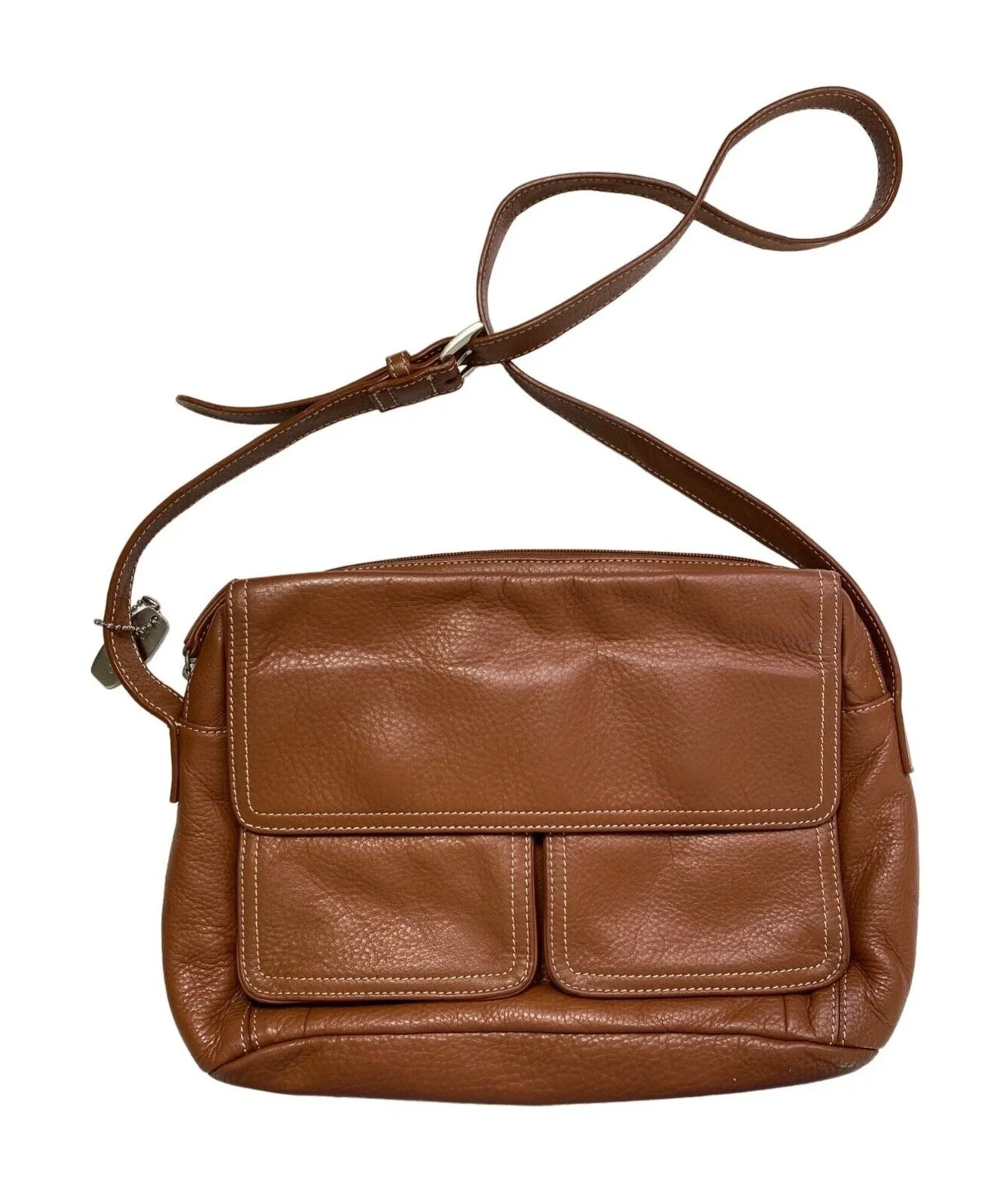 Tignanello Genuine Camel Soft Leather Handbag Crossbody Shoulder Pockets Purse Brown - Image 1