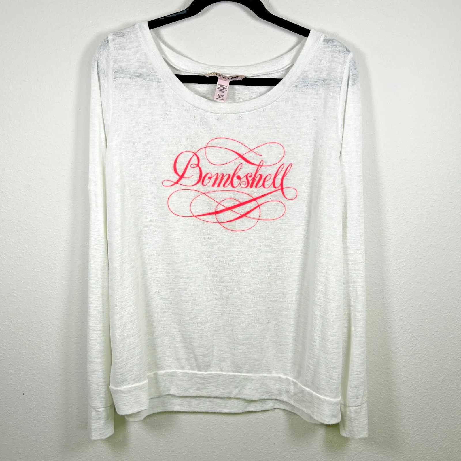 Victoria's Secret Bombshell Top XL White Burnout Semi Sheer Long Sleeve‎ - Image 2