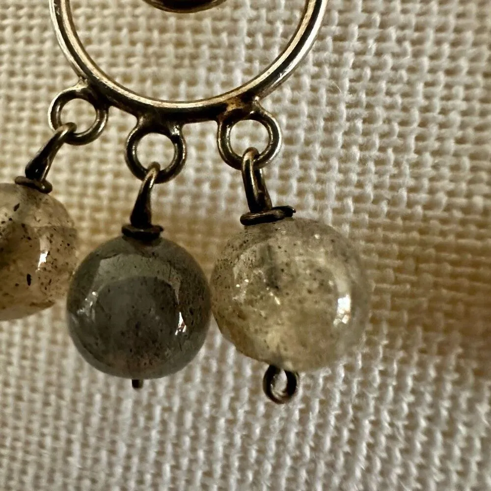 Sterling silver labradorite circle drop earrings - Image 10
