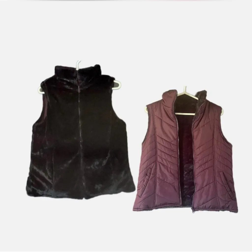 Y2K KC Collections size medium purple black reversible puffer vest - Image 2