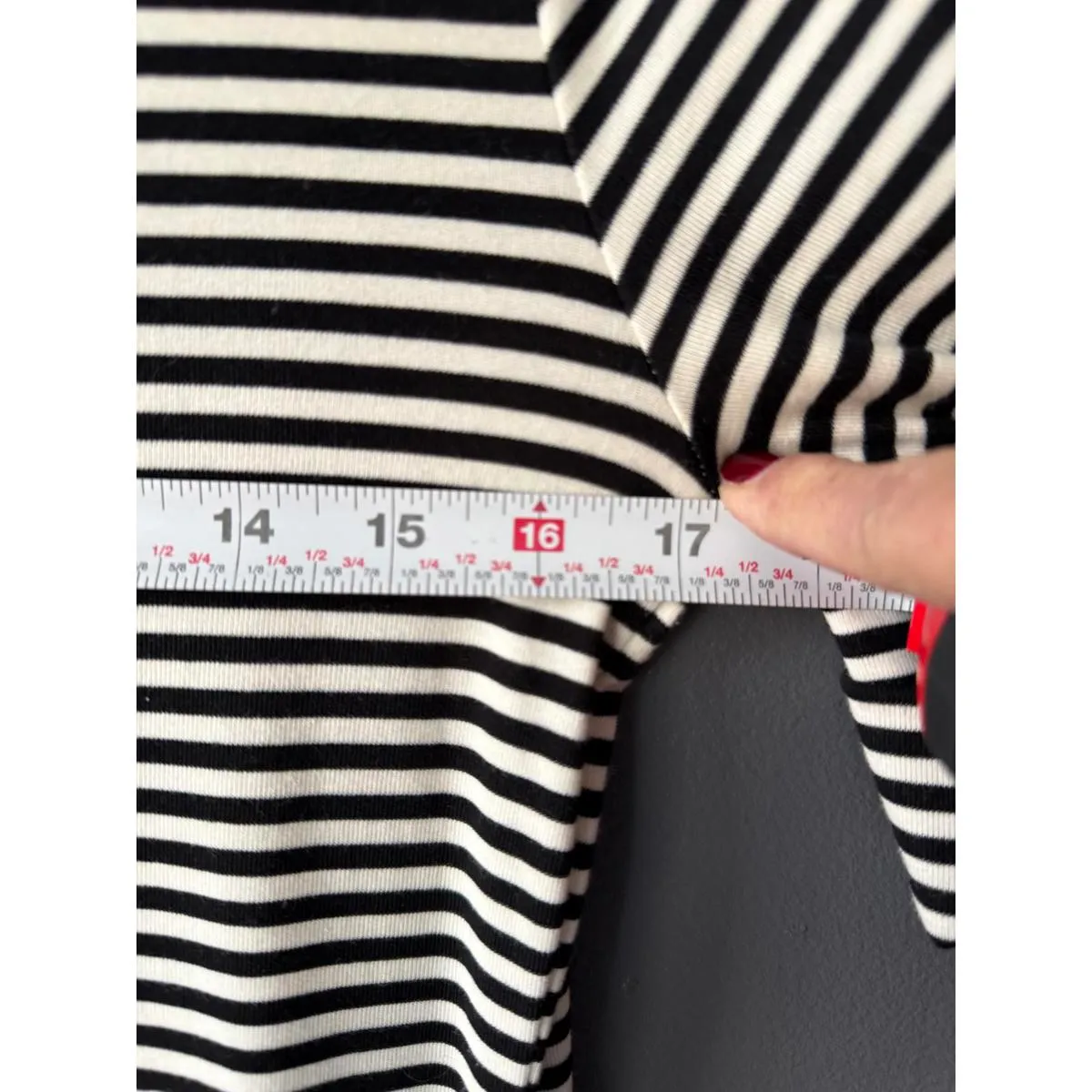 Lauren Ralph Lauren Black and White Striped Midi Dress, Size M - Image 5