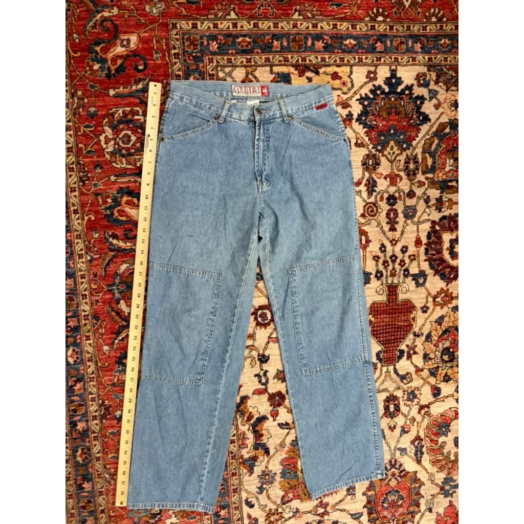 Avirex Vintage Double Knee Jeans Workwear Denim Made Hong Kong Size 9/10 Blue - Image 2
