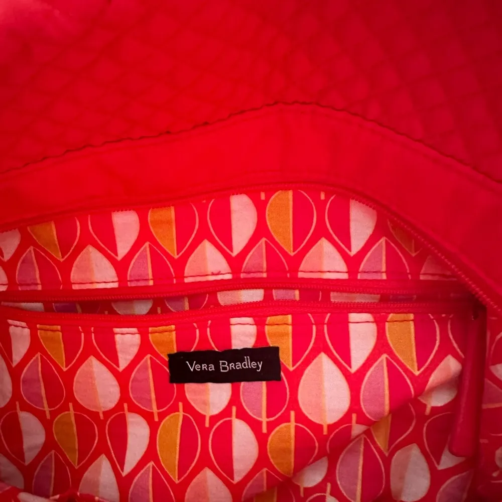 LIKE NEW VERA BRADLEY RED QUILTED HADLEY TOTE CANYON SUNSET HANDBAG PURSE - Image 6