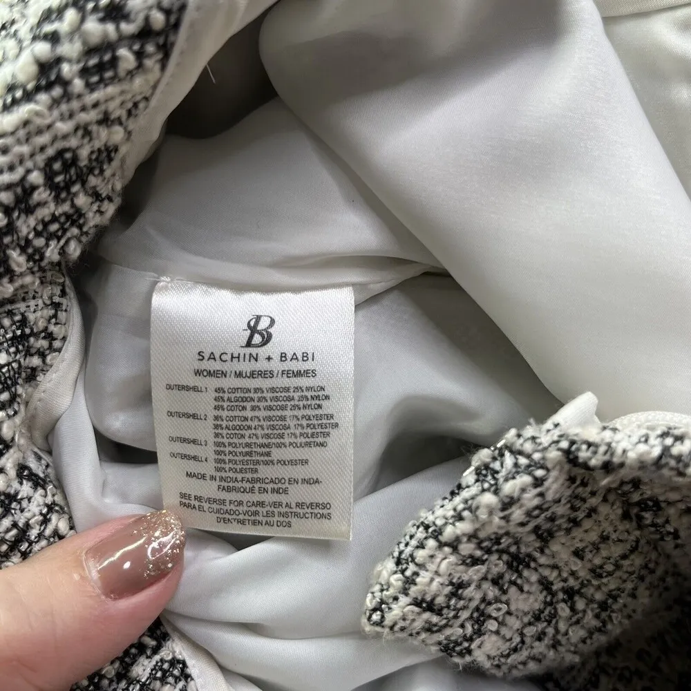 Sachin + Babi Womens Flat Front Dress Pants Size 4 Cream Black Tweed Pockets - Image 11