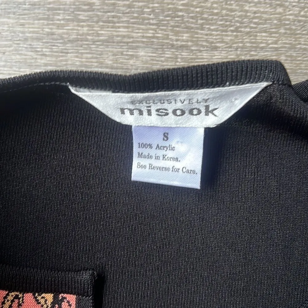 Exclusively Misook Black Pink Paisley Embellished Cardigan Acrylic - Image 6