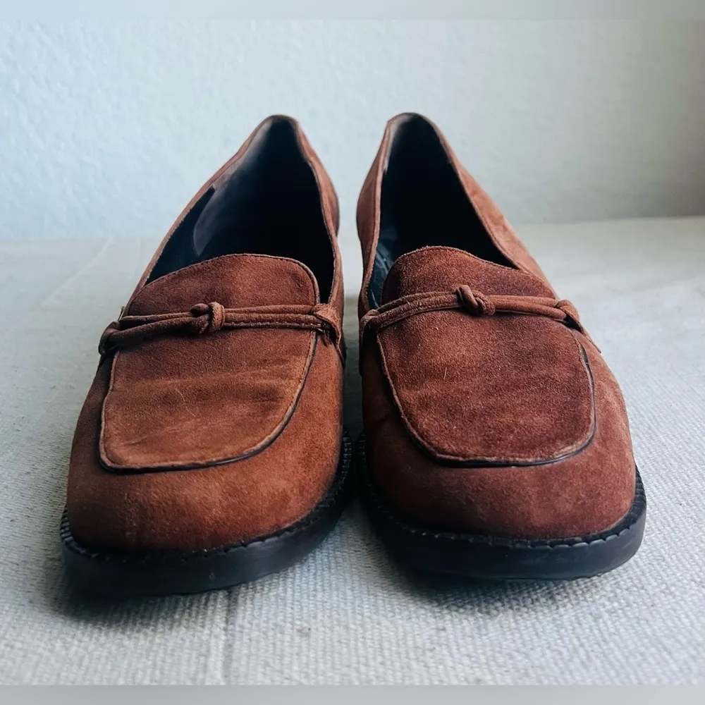 Amalfi Suede Heeled Loafers Brown Size 6 - Image 3