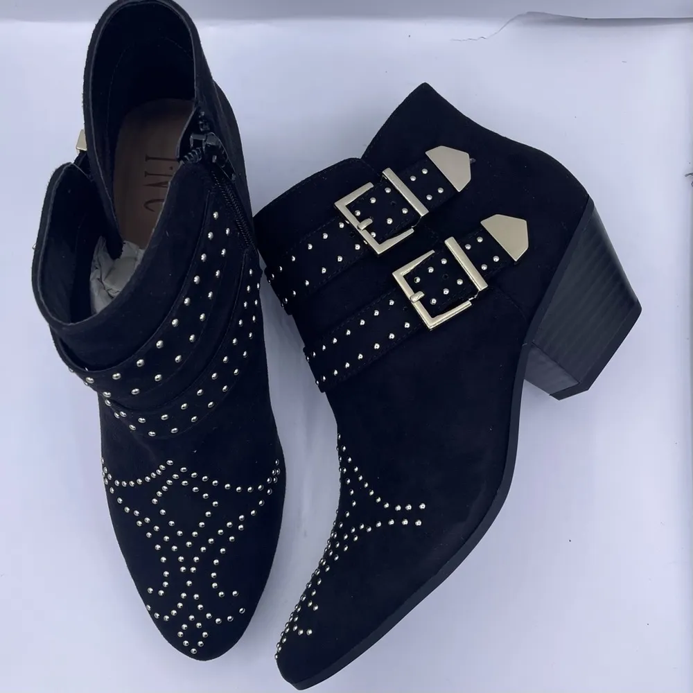 I.N.C suede studded Iliana western style black booties women Size 8 1/2 - Image 7