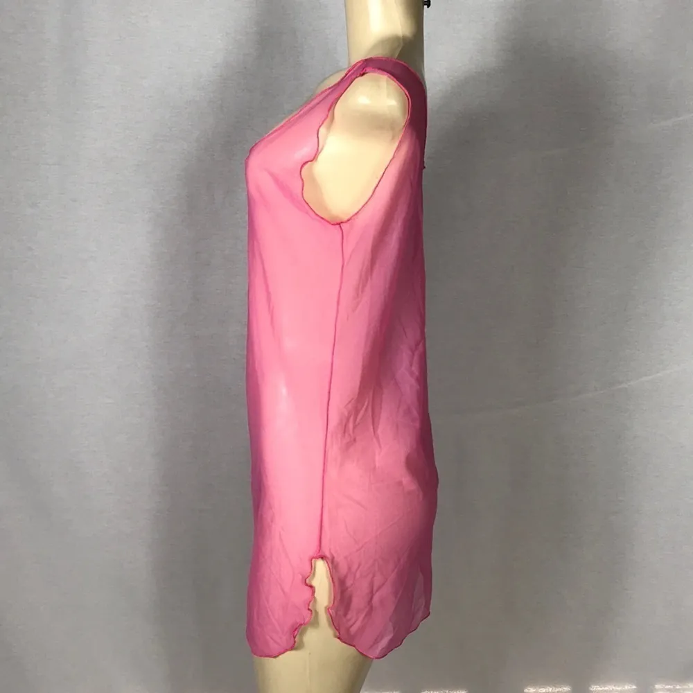 Zuliana Size Small Pink Mesh Beach Cover Up Sleeveless Dress. New With Tags - Image 2