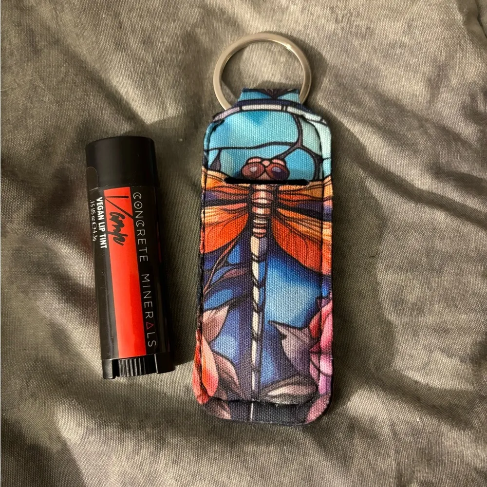 NWOT Dragonfly lipstick/lip gloss holder keychain Blue - Image 6